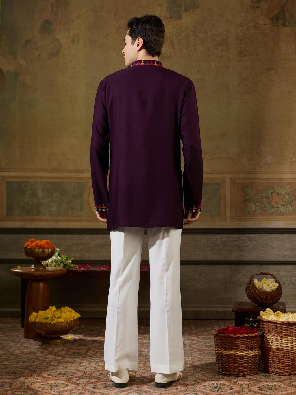 Purple Rayon Embroidered Kurta Set | Tulip Designer