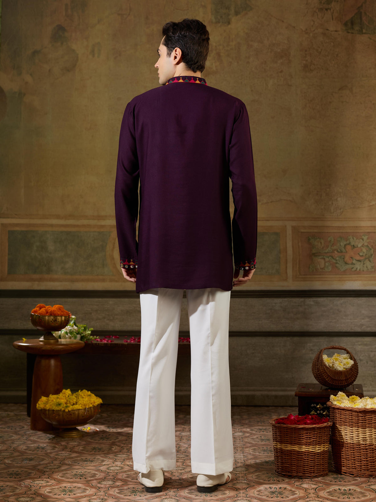 Purple Rayon Embroidered Kurta Set | Tulip Designer