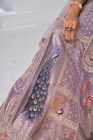 Purple Ethereal Harmony Double Layered Dupatta Bridal Lehenga