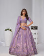 Purple Opulent Aura Raw Silk Bridal Lehenga With Peacock And Paisley Motifs