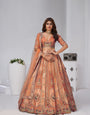 Rust Opulent Aura Raw Silk Bridal Lehenga With Peacock And Paisley Motifs