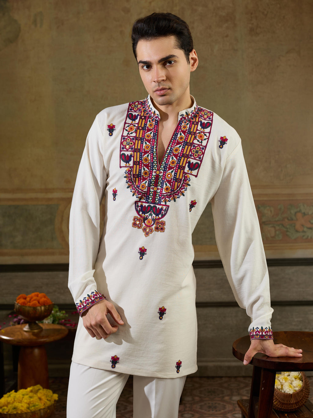 White Rayon Mirror Kurta Set | Tulip Designer