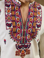 White Rayon Mirror Kurta Set | Tulip Designer
