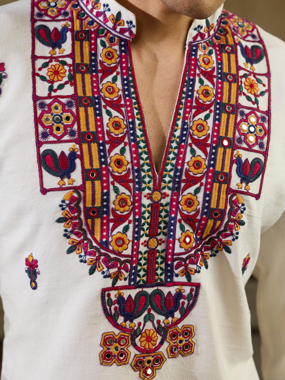 White Rayon Mirror Kurta Set | Tulip Designer