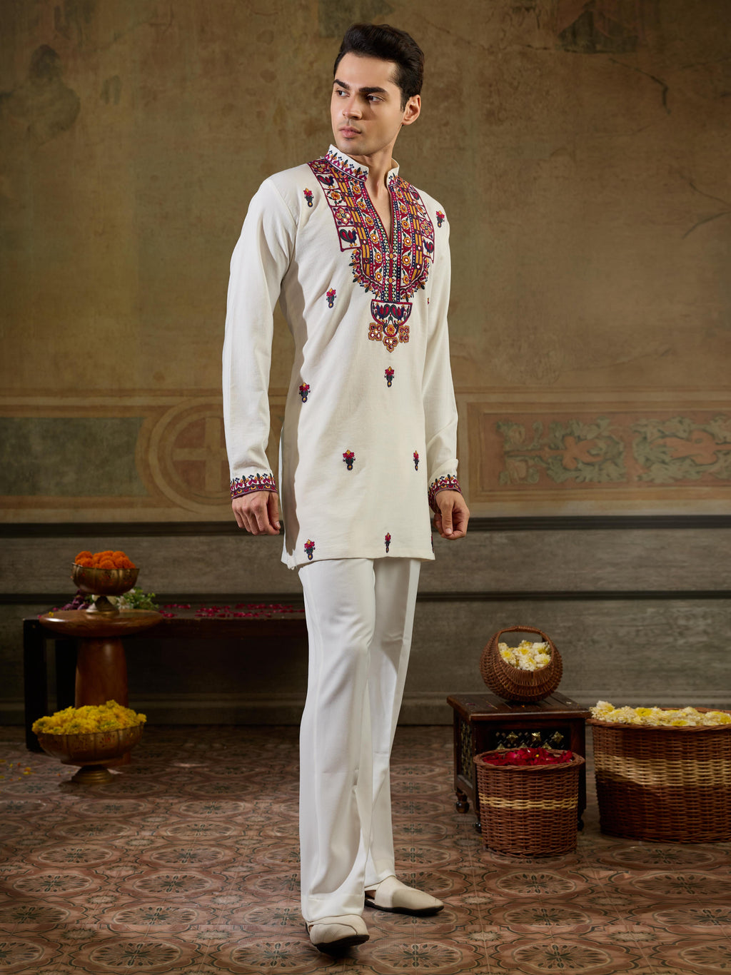 White Rayon Mirror Kurta Set | Tulip Designer