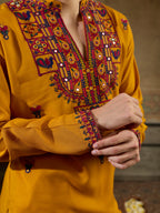 Ethnic Mustard Rayon Embroidery Kurta Set | Tulip Designer
