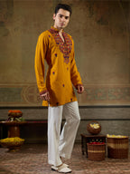 Ethnic Mustard Rayon Embroidery Kurta Set | Tulip Designer
