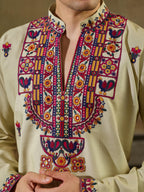 Classic Cream Rayon Mirror Kurta Set | Tulip Designer