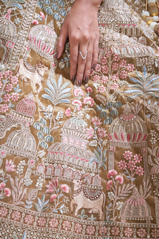 Mehendi Green Divine Grandeur Royal Raw Silk Bridal Lehenga Set