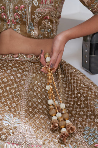 Mehendi Green Divine Grandeur Royal Raw Silk Bridal Lehenga Set