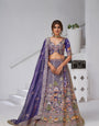 Purple Color Divine Grandeur Royal Raw Silk Bridal Lehenga Set