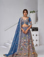 Teal Divine Grandeur Royal Raw Silk Bridal Lehenga Set
