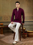 Wine Jacquard Rayon Mirror Kurta Set | Tulip Designer