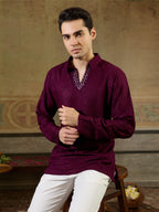Wine Jacquard Rayon Mirror Kurta Set | Tulip Designer
