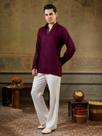 Wine Jacquard Rayon Mirror Kurta Set | Tulip Designer