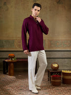 Wine Jacquard Rayon Mirror Kurta Set | Tulip Designer