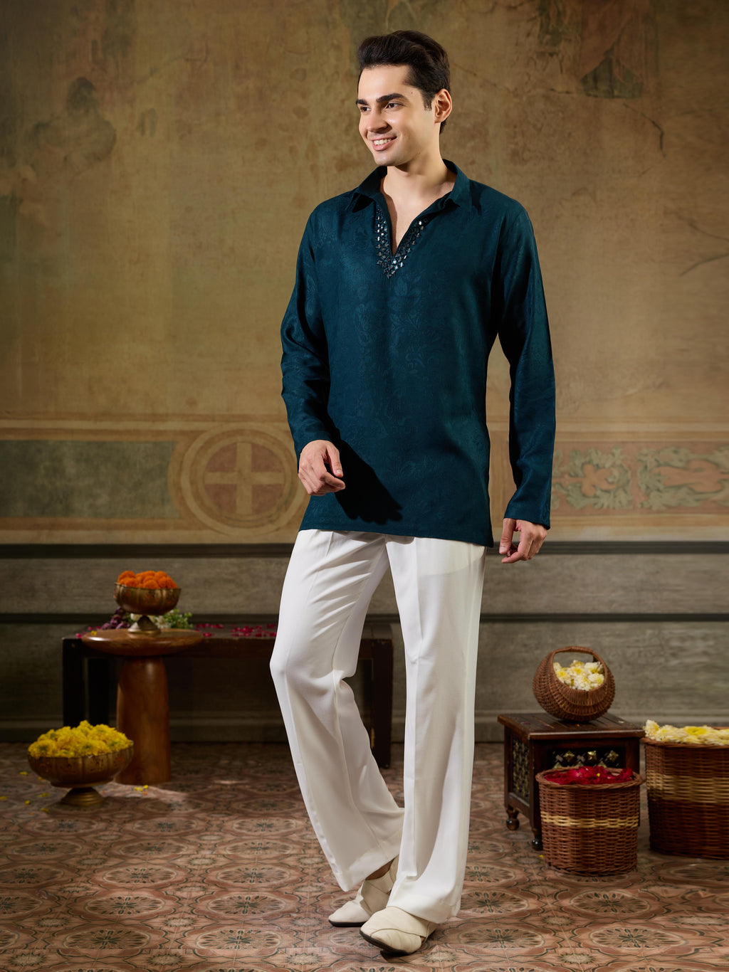 Rama Green Rayon Mirror Kurta Set | Tulip Designer