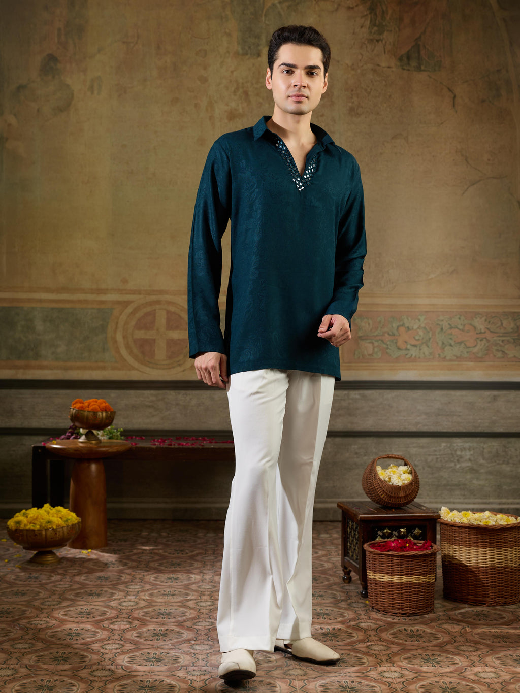 Rama Green Rayon Mirror Kurta Set | Tulip Designer