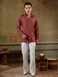 Rust Maroon Jacquard Rayon Mirror Kurta Set | Tulip Designer