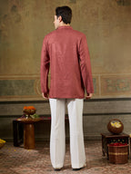 Rust Maroon Jacquard Rayon Mirror Kurta Set | Tulip Designer