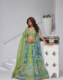 Green Ethereal Harmony Double Layered Dupatta Bridal Lehenga
