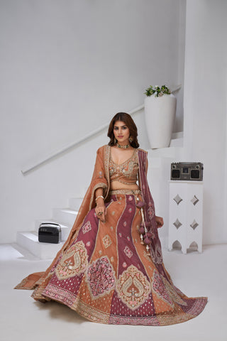 Rust Ethereal Harmony Double Layered Dupatta Bridal Lehenga