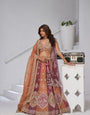 Rust Ethereal Harmony Double Layered Dupatta Bridal Lehenga