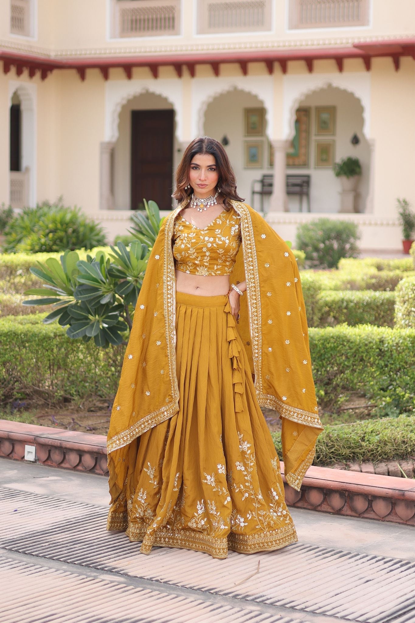 Regal Vichitra Silk Lehenga Choli With Heavy Zari And Sequin Embroidery