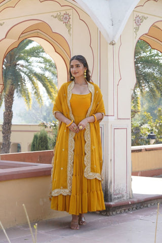 Women's Gowns With Designer Embroidered Dupatta