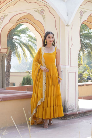 Women's Gowns With Designer Embroidered Dupatta