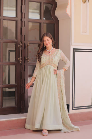 Designer Georgette Gown With Sequins Elegance