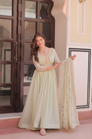 Designer Georgette Gown With Sequins Elegance