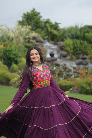 Kutchi Gamthi Embroidered With Mirror Hand Work Navratri Special Gown