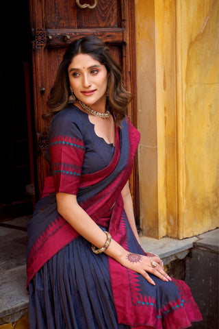 Pure Chanderi Thread Embroidered Regal Lehenga Set