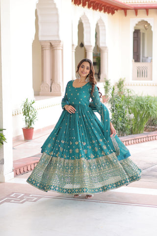 Ethereal  Silver Crunchy Sequins Embroidered Luxury Anarkali Gown Set