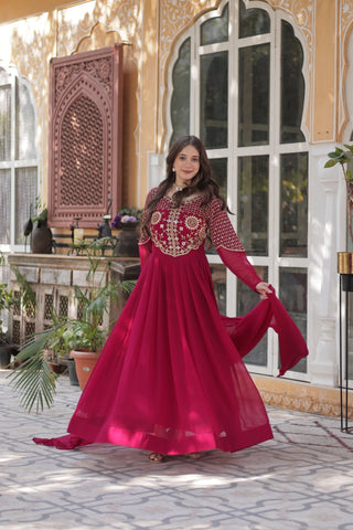 Attractive Georgette Embroidered Designer Anarkali Suit Set