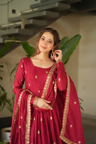 Wedding Designer Embroidered Zari Sequins Work Gown