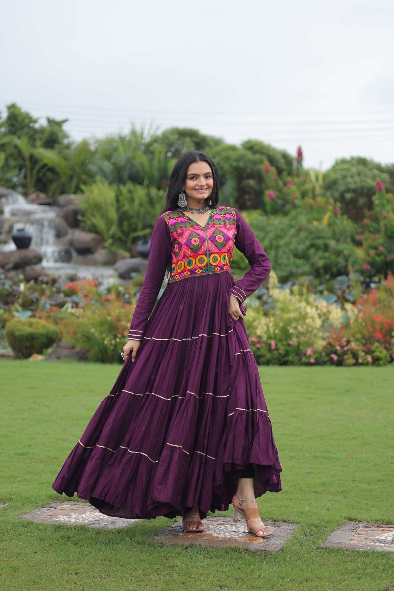 Kutchi Gamthi Embroidered With Mirror Hand Work Navratri Special Gown