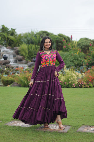 Kutchi Gamthi Embroidered With Mirror Hand Work Navratri Special Gown
