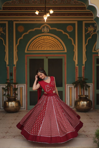 New Readymade Printed Rayon Navratri Lehenga Choli Set