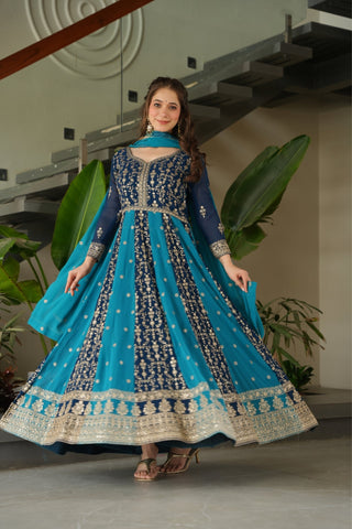 Stylish Sequins Embroidered Wedding Designer Gown