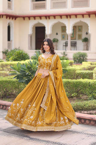 Regal Vichitra Silk Lehenga Choli With Heavy Zari And Sequin Embroidery