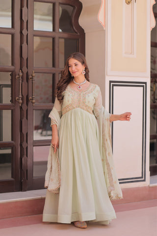 Designer Georgette Gown With Sequins Elegance