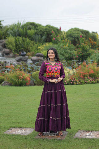 Kutchi Gamthi Embroidered With Mirror Hand Work Navratri Special Gown