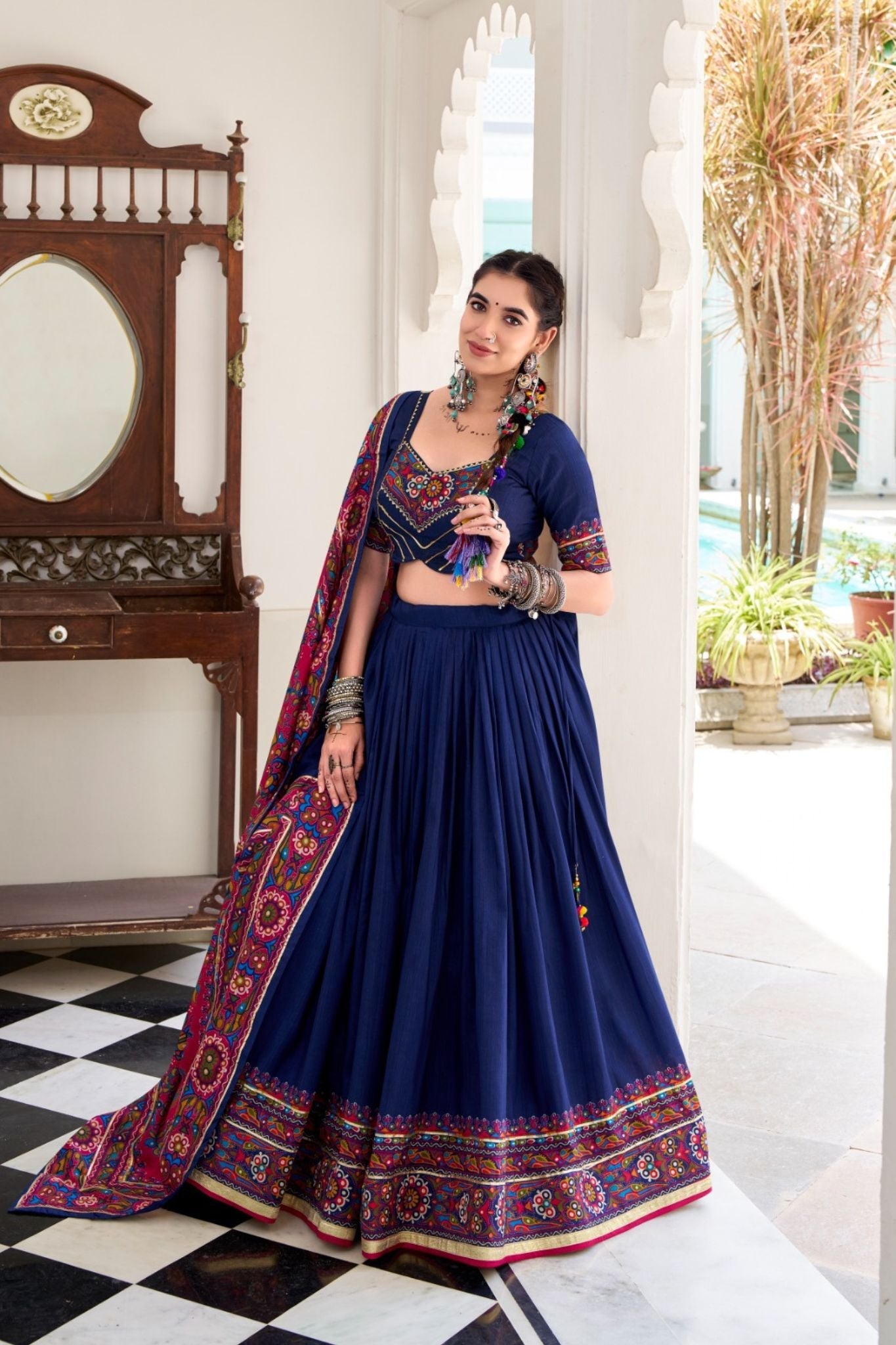 Gamthi Print Embossed Designer Beautiful Lehenga Choli