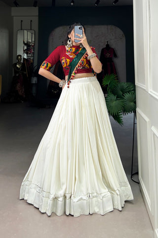 Plain With Gota Patti Kuchhi Work Navratri Lehenga Choli