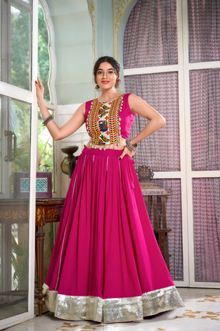 Festive Best Rayon Lehenga With Gamthi Work Blouse For Navratri