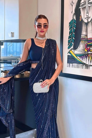 Blue Color Bollywood Georgette Saree