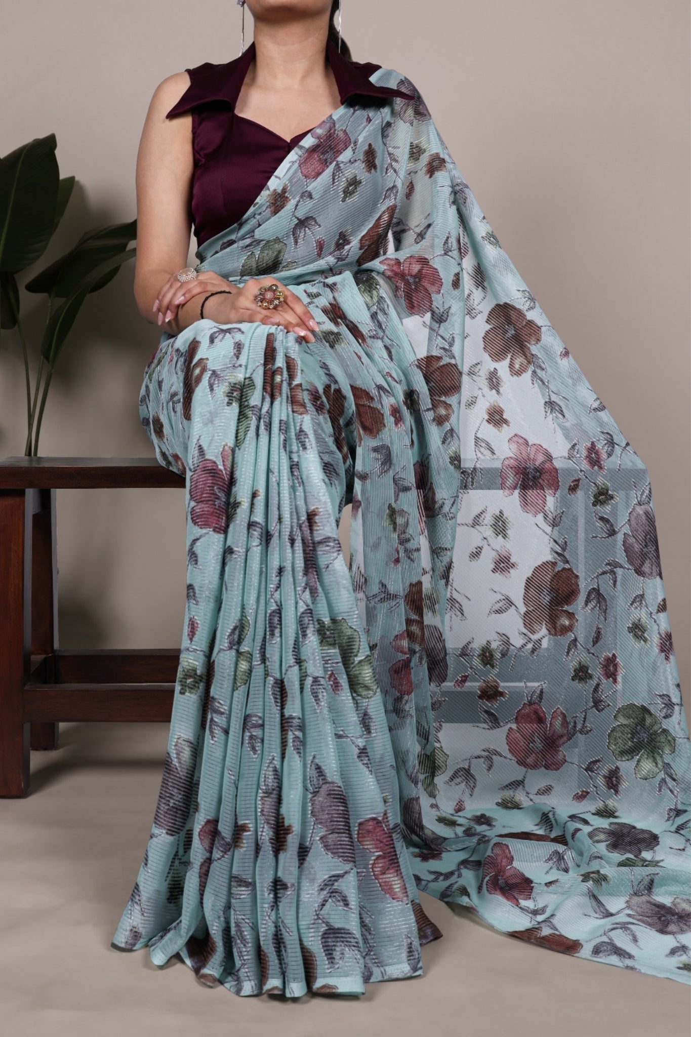 Floral Lurex Brasso Saree