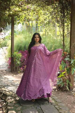 Women Beauty Perfect Embroidery Work Gown With Dupatta Collection